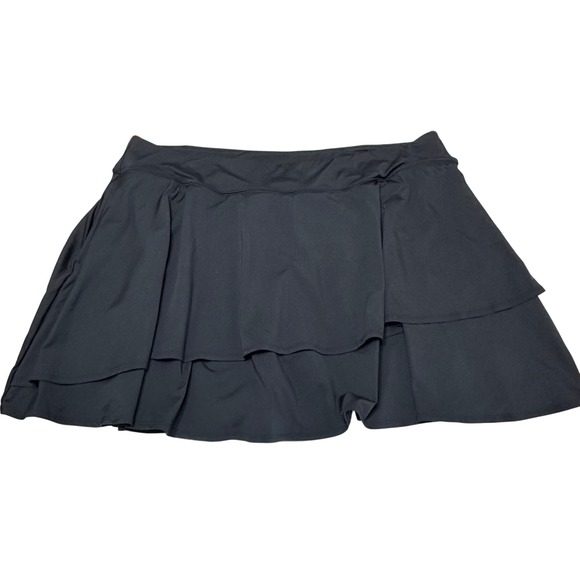 Lands' End Athletic Skort Womens 3X Black Layered‎ Swim Skirt Shorts Activewear - Picture 1 of 9